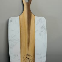 White Marble and Acadia 10"x6" Decorative Cutting Board